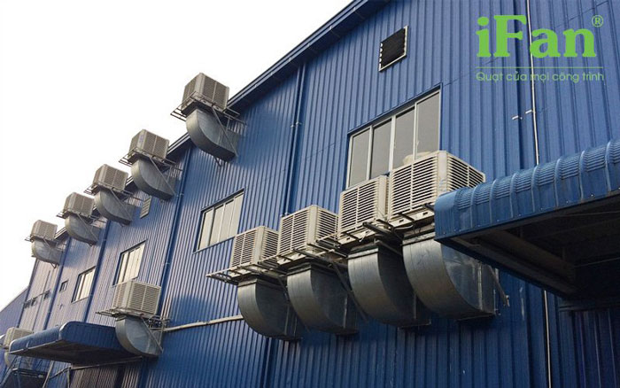 Quạt hơi nước công suất lớn được sử dụng ngoài trời cung cấp khí mát cho các nhà xưởng