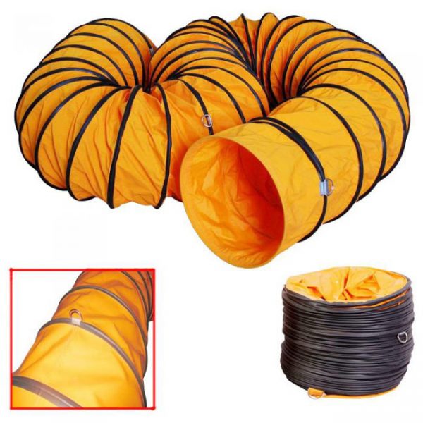 Ống gió mềm vải bạt silimi nối với quạt hút.